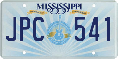 MS license plate JPC541