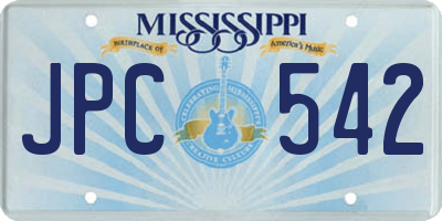 MS license plate JPC542