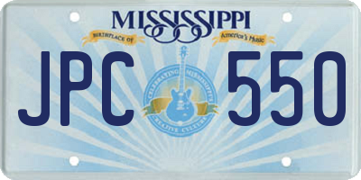 MS license plate JPC550