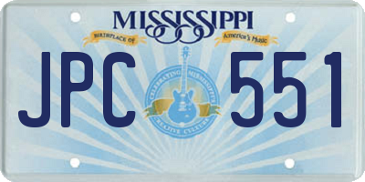 MS license plate JPC551