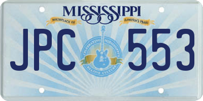 MS license plate JPC553