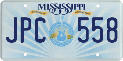 MS license plate JPC558