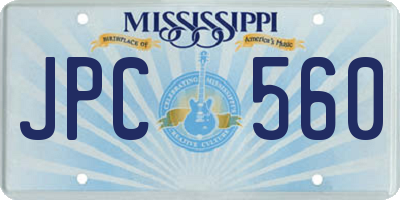 MS license plate JPC560