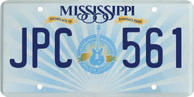 MS license plate JPC561