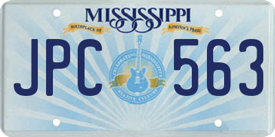 MS license plate JPC563