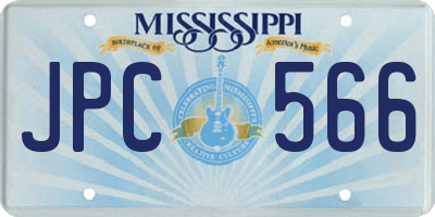 MS license plate JPC566