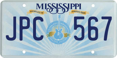 MS license plate JPC567