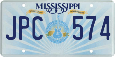 MS license plate JPC574