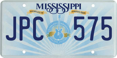 MS license plate JPC575