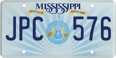 MS license plate JPC576