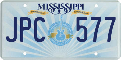 MS license plate JPC577