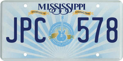 MS license plate JPC578