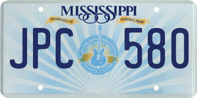 MS license plate JPC580