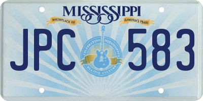 MS license plate JPC583