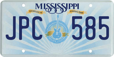 MS license plate JPC585