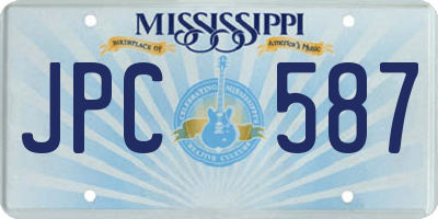 MS license plate JPC587