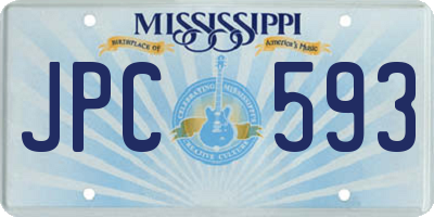 MS license plate JPC593