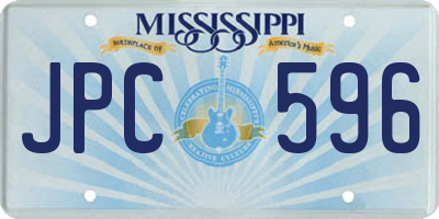 MS license plate JPC596