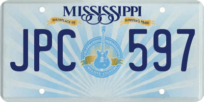 MS license plate JPC597