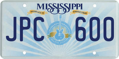 MS license plate JPC600