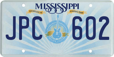 MS license plate JPC602