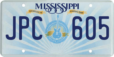 MS license plate JPC605