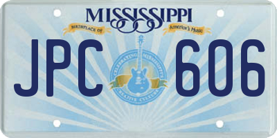 MS license plate JPC606