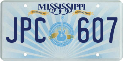 MS license plate JPC607