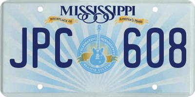 MS license plate JPC608