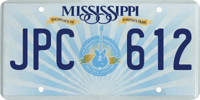 MS license plate JPC612