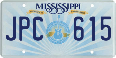 MS license plate JPC615