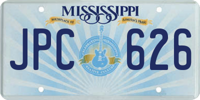 MS license plate JPC626