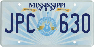 MS license plate JPC630