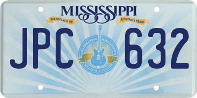 MS license plate JPC632