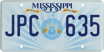 MS license plate JPC635