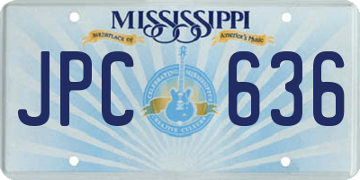 MS license plate JPC636