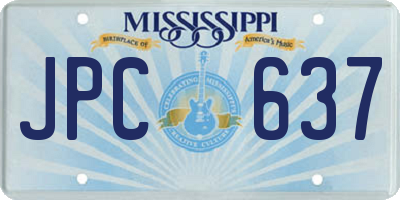 MS license plate JPC637