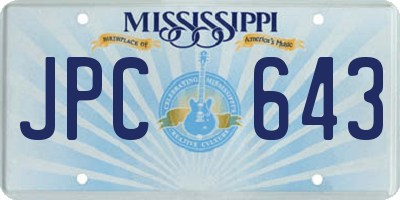 MS license plate JPC643