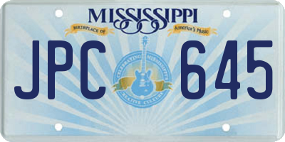 MS license plate JPC645