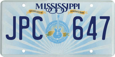 MS license plate JPC647