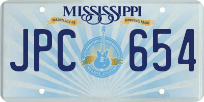 MS license plate JPC654