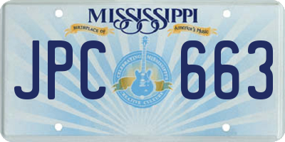MS license plate JPC663