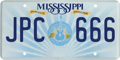 MS license plate JPC666