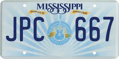 MS license plate JPC667