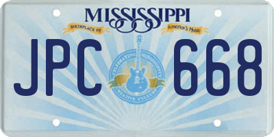 MS license plate JPC668