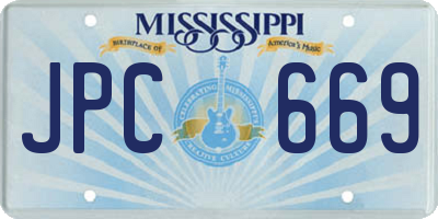 MS license plate JPC669