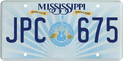 MS license plate JPC675
