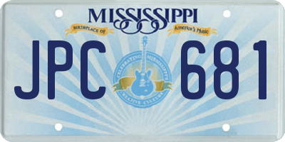MS license plate JPC681