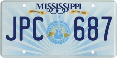 MS license plate JPC687