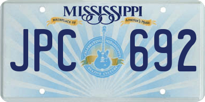MS license plate JPC692